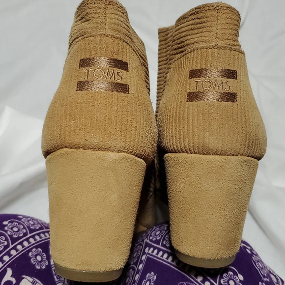 Toms textured suede tan wedge heeled booties - Picture 5 of 9